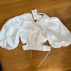 Zara cropped white blouse